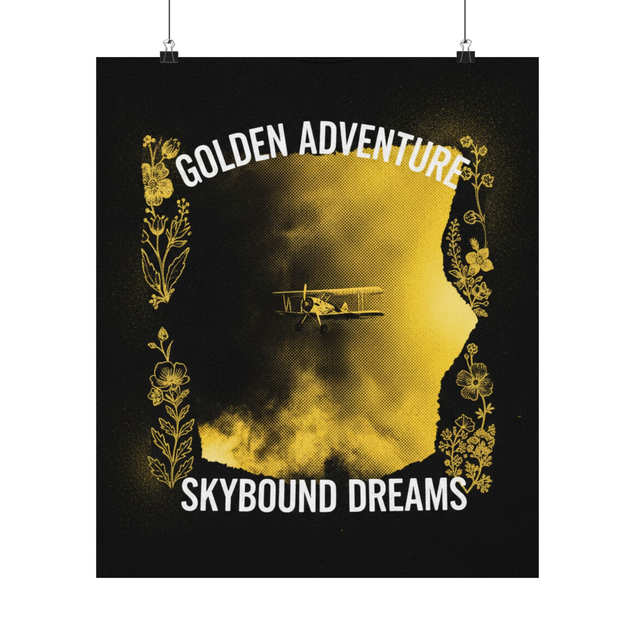 Golden Adventure Skybound Dreams Biplane Art Poster