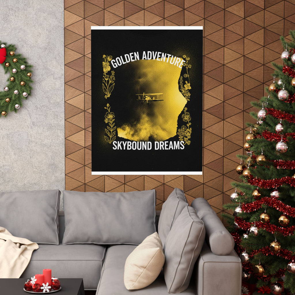 Golden Adventure Skybound Dreams Biplane Art Poster