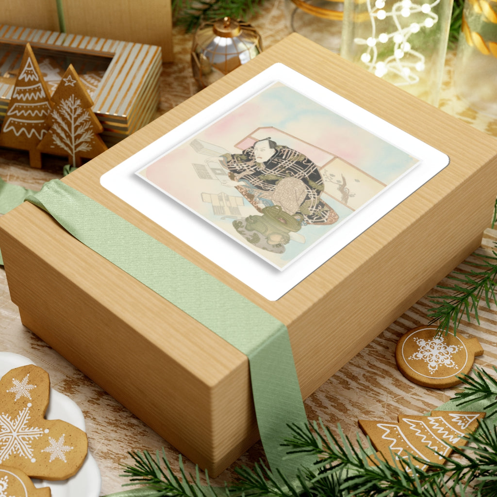 Watercolor — Ichikawa Danjūrō Vii Preparing New Year'S Gifts — Kiss-Cut Sticker