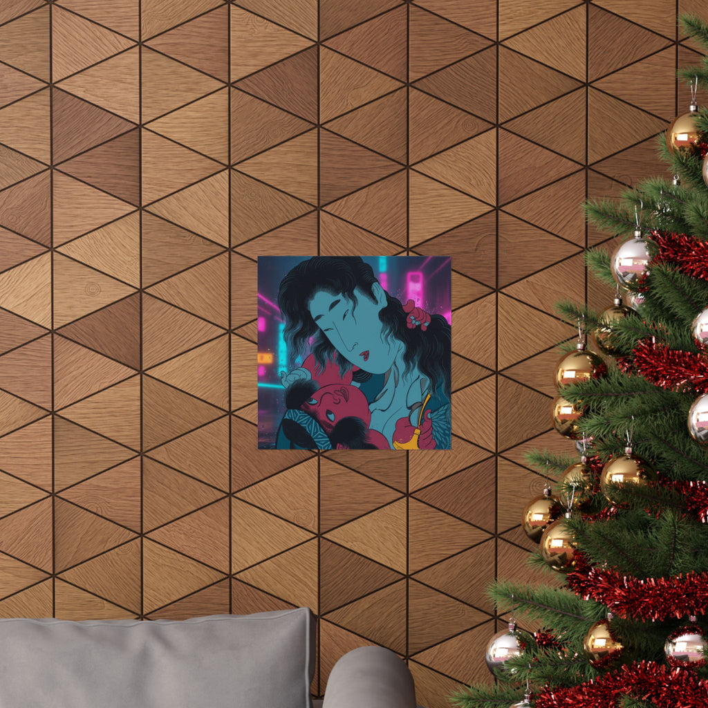 Neon Noir — Yamauba Playing With Kintarō — Matte Poster