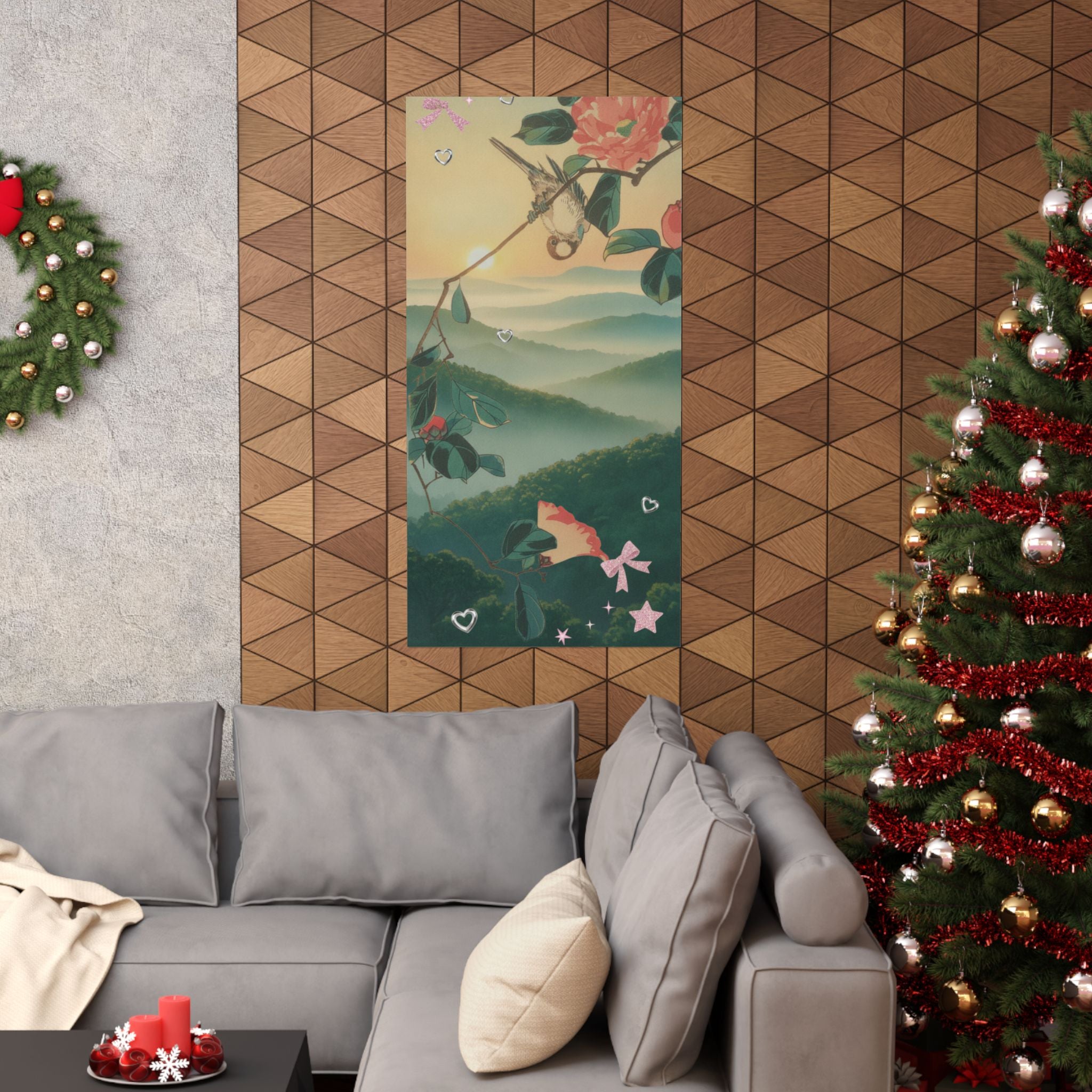 Scenic Nature — Camellia And Bullfinch — Matte Poster