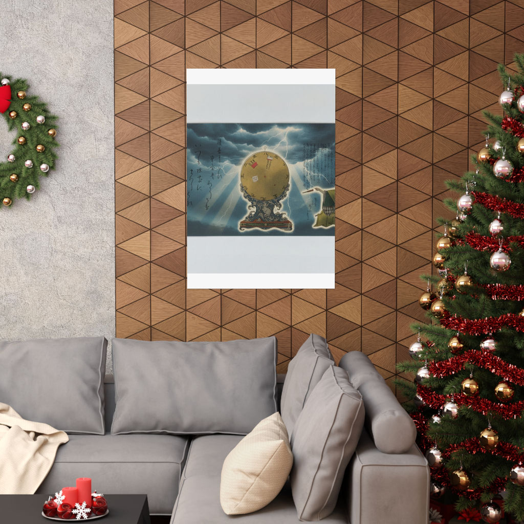Dramatic Storm — Moveable Rotating Calendar Mounted On Elaborate Wave-Base With Rabbit Crest — Matte Poster