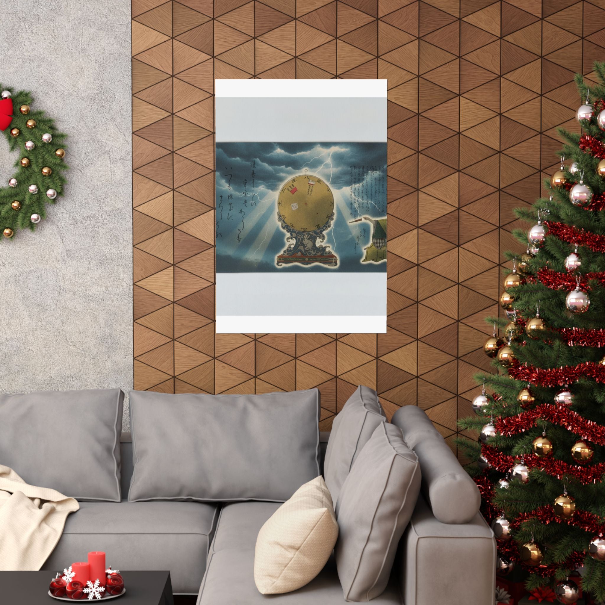 Dramatic Storm — Moveable Rotating Calendar Mounted On Elaborate Wave-Base With Rabbit Crest — Matte Poster