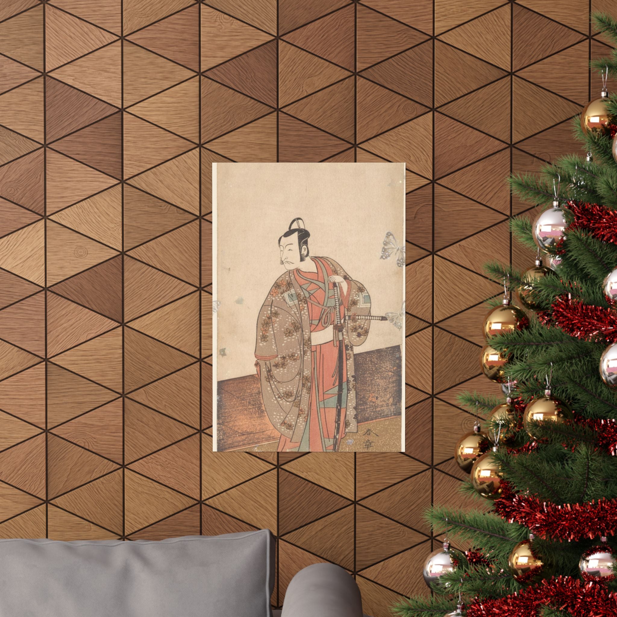 Ecommerce Main — The Actor Ichikawa Danjuro V Standing Inside Of A House And In Front Of An Engaw — Matte Poster