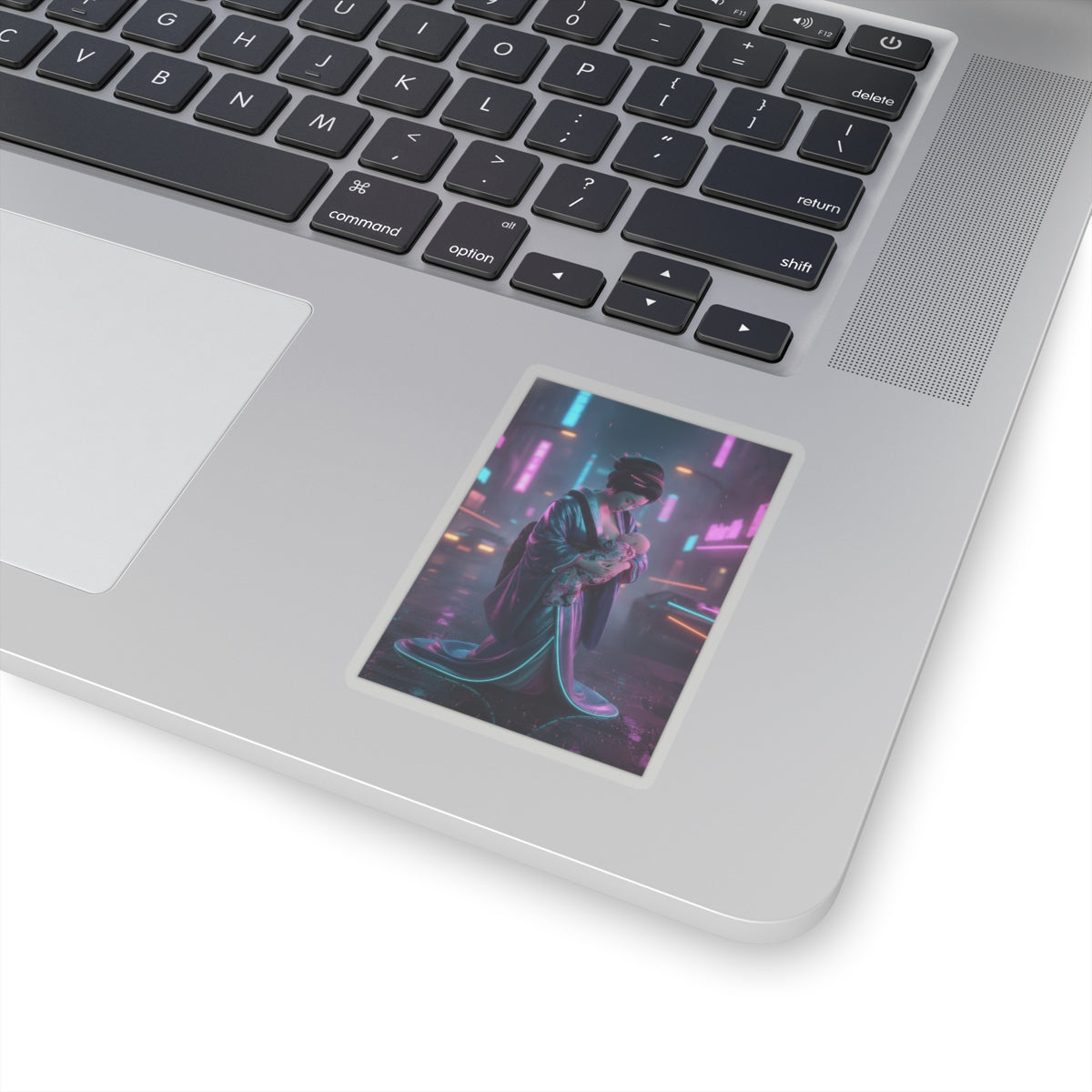 Neon Noir — Young Mother Nursing Her Baby — Kiss-Cut Sticker