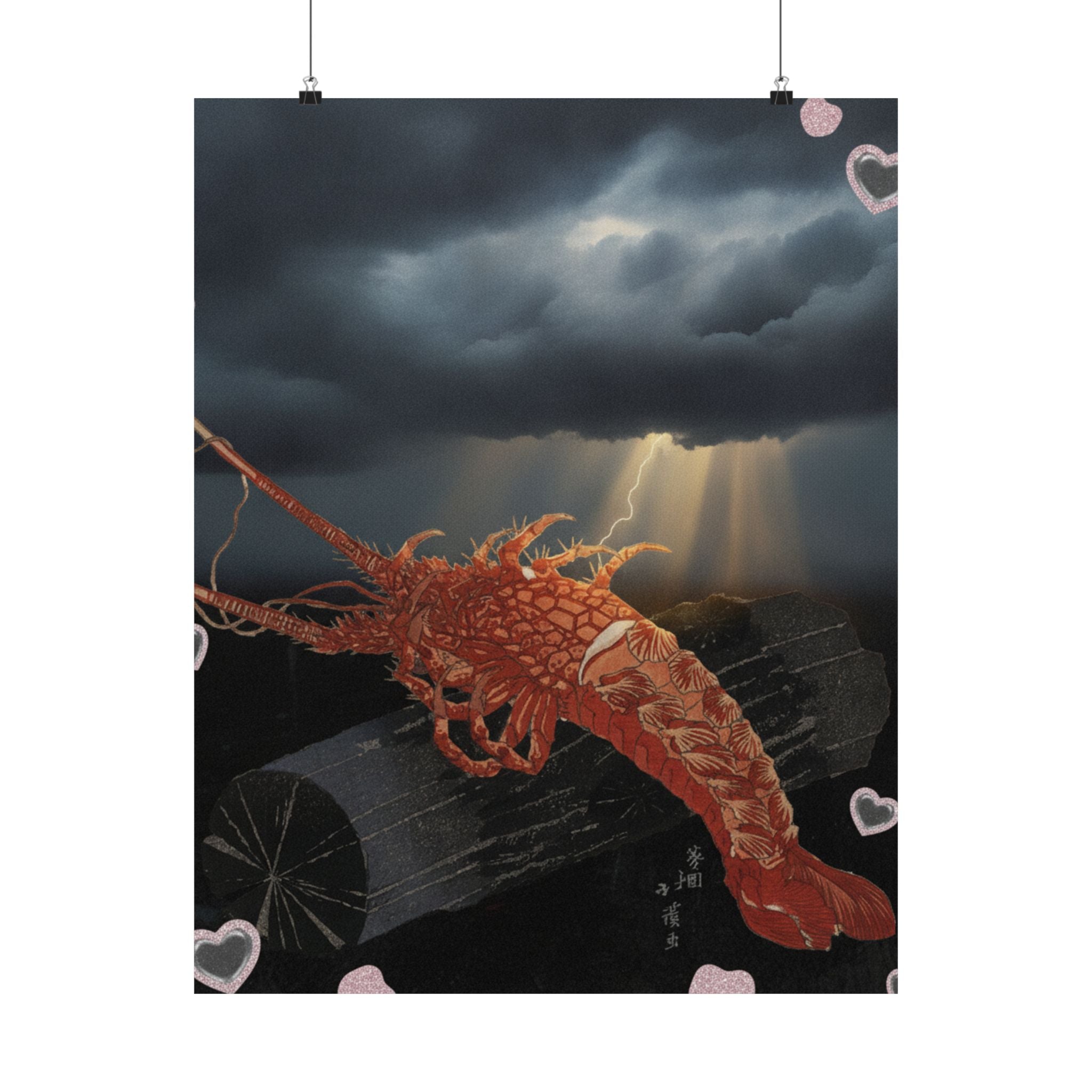 Dramatic Storm — Lobster On A Piece Of Charcoal — Matte Poster