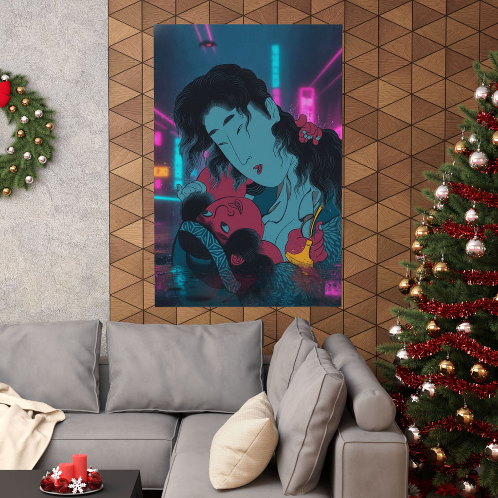 Neon Noir — Yamauba Playing With Kintarō — Matte Poster