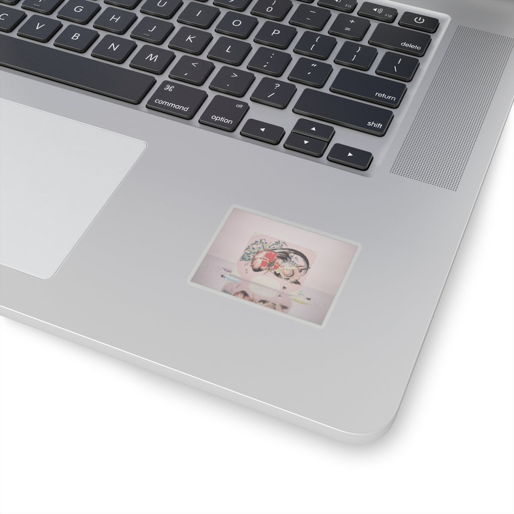 Product Marketing — Rooster, Hen And Chicken With Spiderwort — Kiss-Cut Sticker