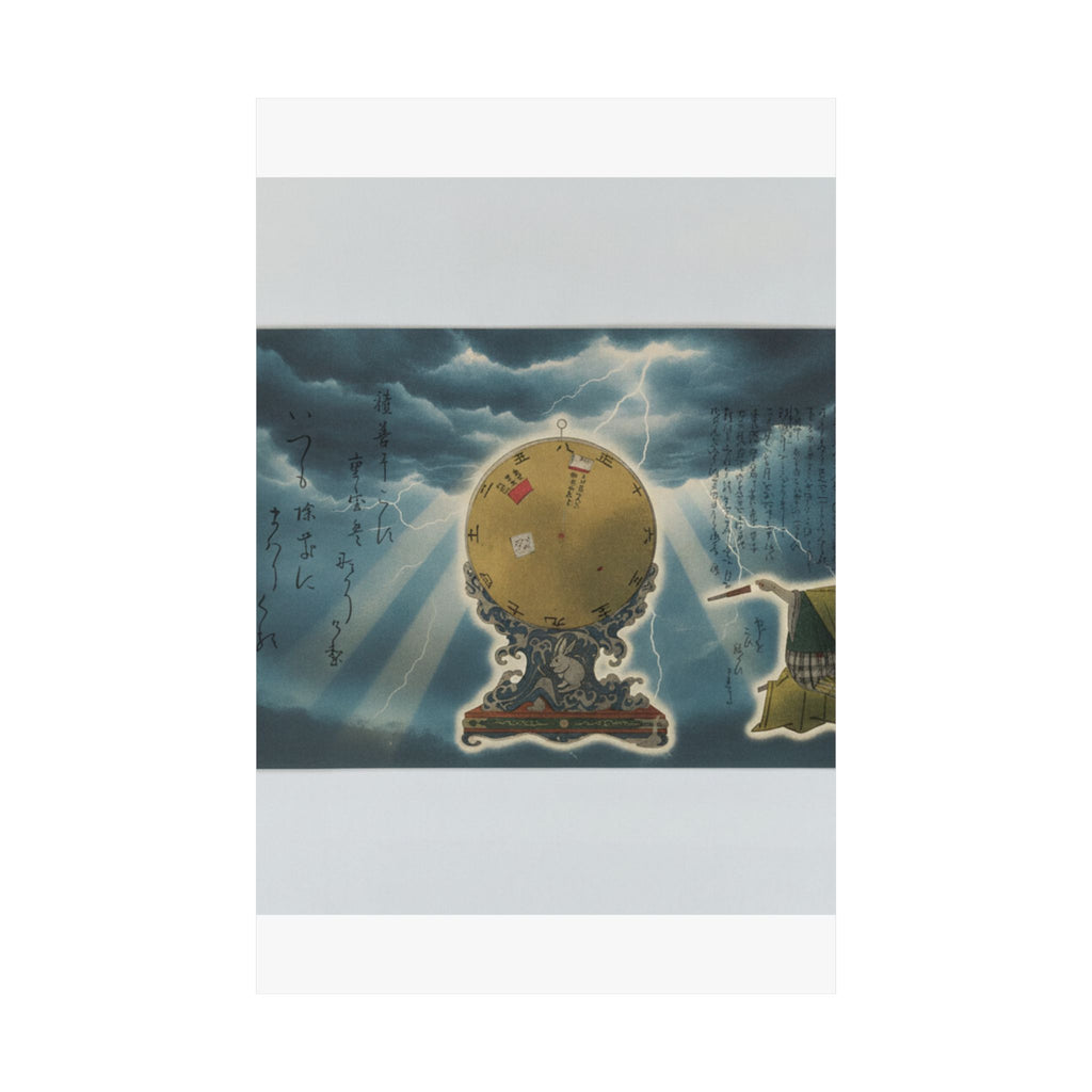 Dramatic Storm — Moveable Rotating Calendar Mounted On Elaborate Wave-Base With Rabbit Crest — Matte Poster