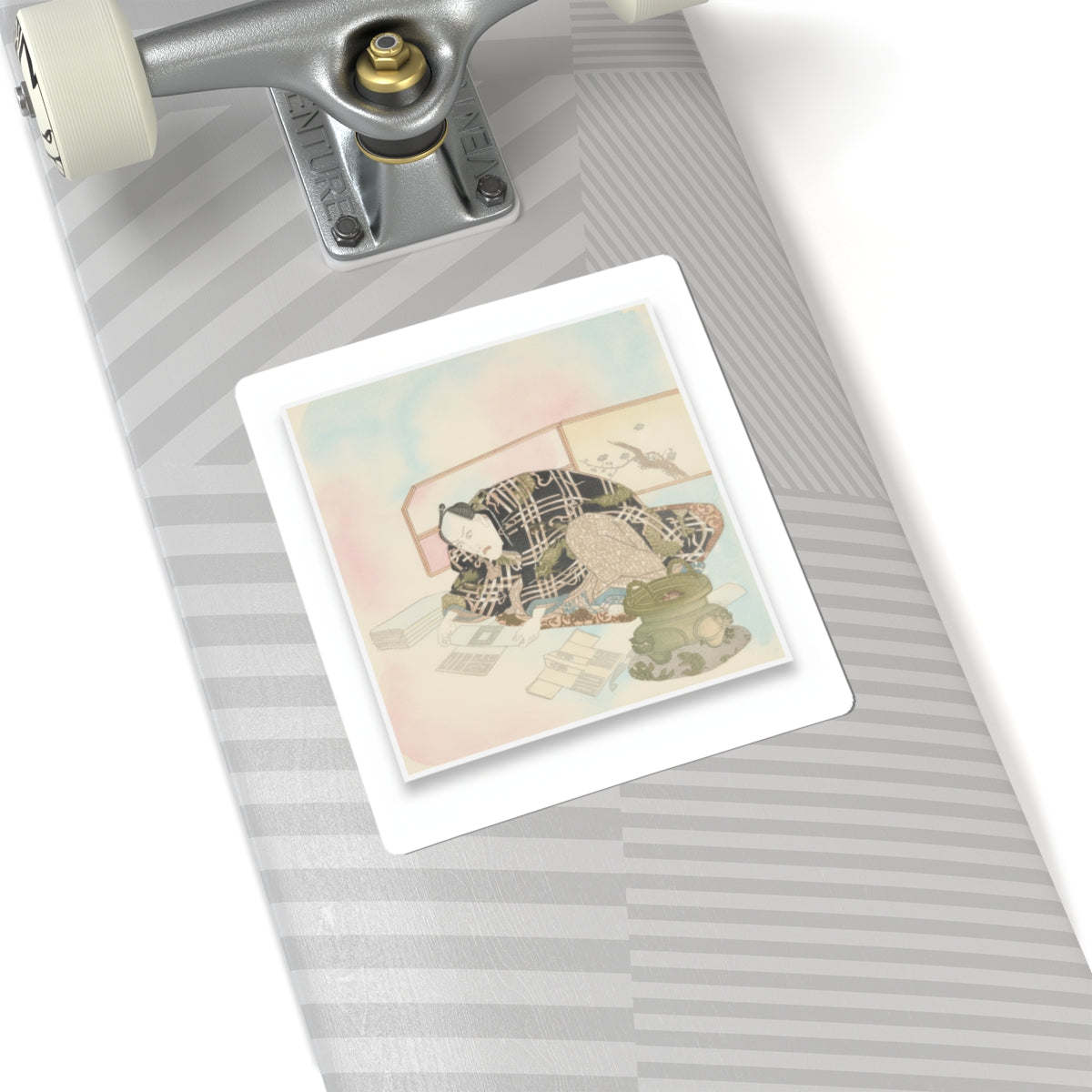 Watercolor — Ichikawa Danjūrō Vii Preparing New Year'S Gifts — Kiss-Cut Sticker