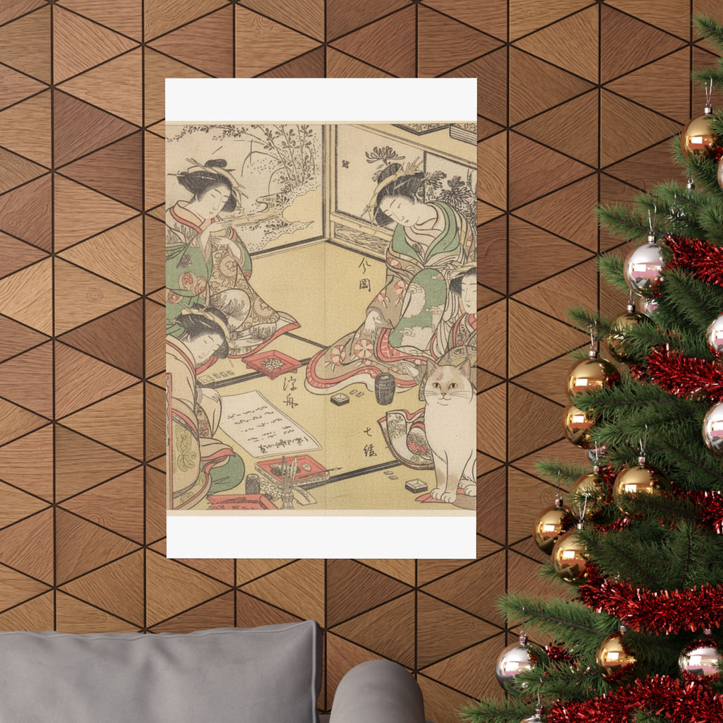 Botanical — Four Oiran Of The House Called Kadokana-Ya Playing The Game Of Ko-Awase (Incense — Matte Poster