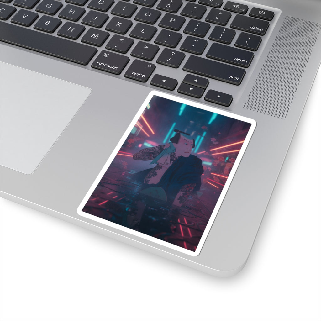 Neon Noir — The Actor Kawarazaki Gonjūrō I As Ude No Kisaburō, Likened To Wu Song The Asceti — Kiss-Cut Sticker