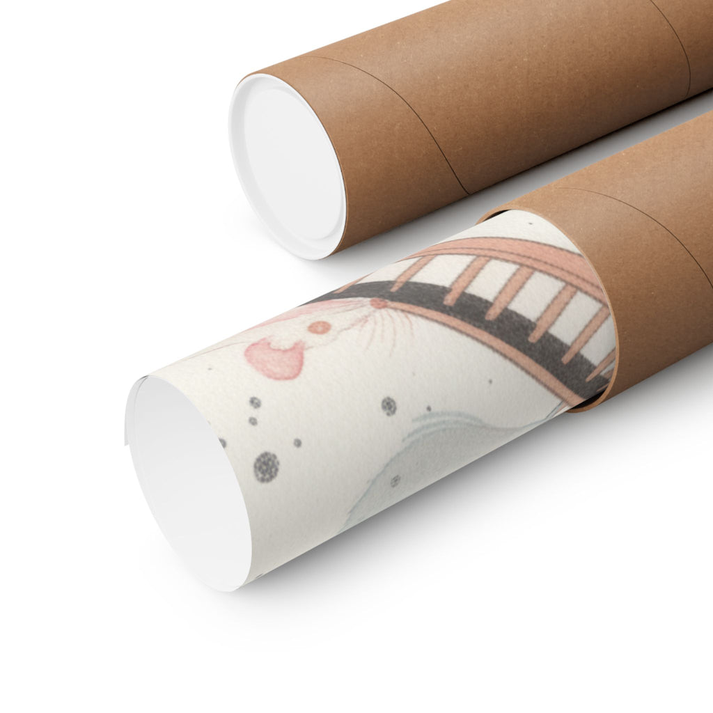 Watercolor — White Mice Playing — Matte Poster
