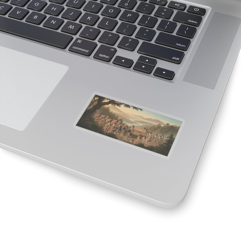 Scenic Nature — Promenade Of Famous Beauty Escorted By Many Female Attendants — Kiss-Cut Sticker