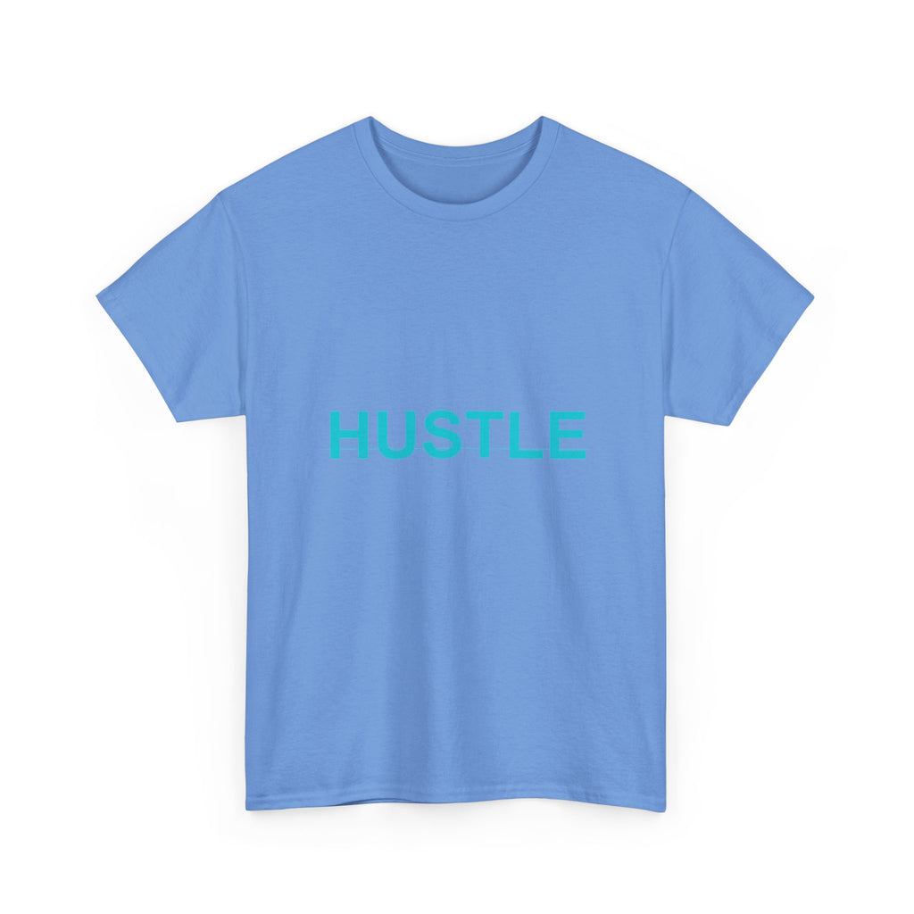 HUSTLE Bold Cyan Wordmark Minimal Graphic Tee