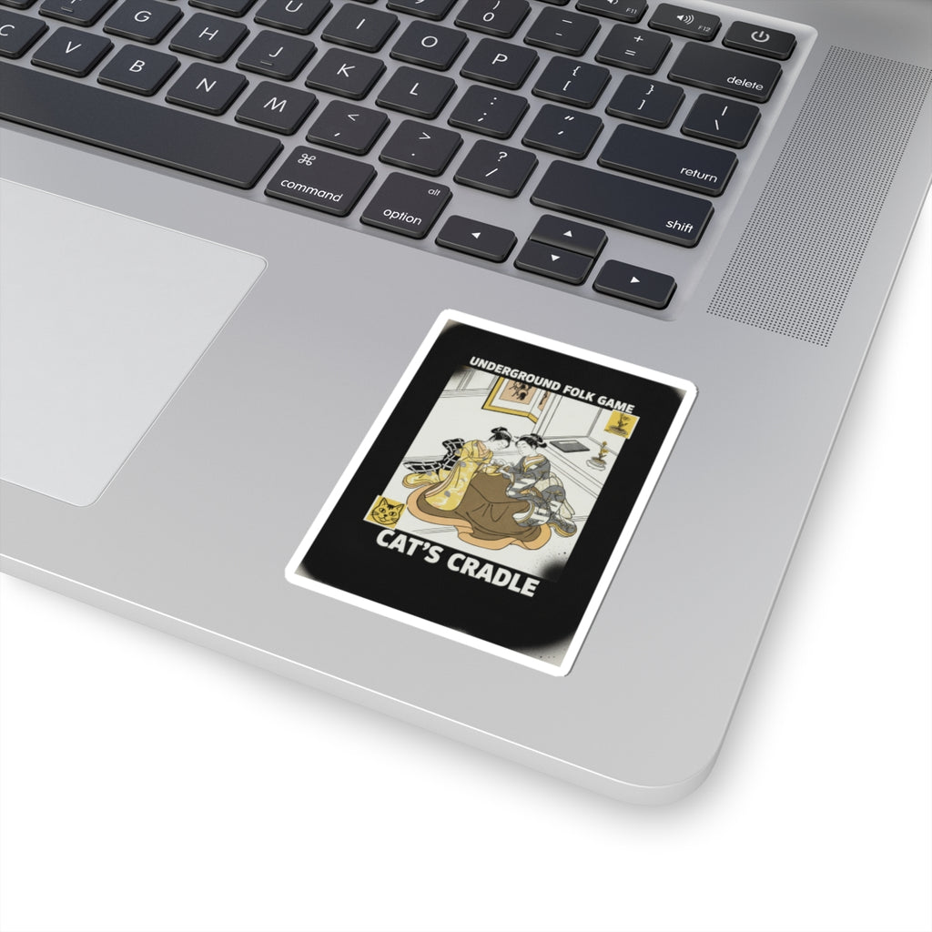 Streetwear Collage — Two Young Women Seated By A Kotatsu Playing Cat'S Cradle — Kiss-Cut Sticker