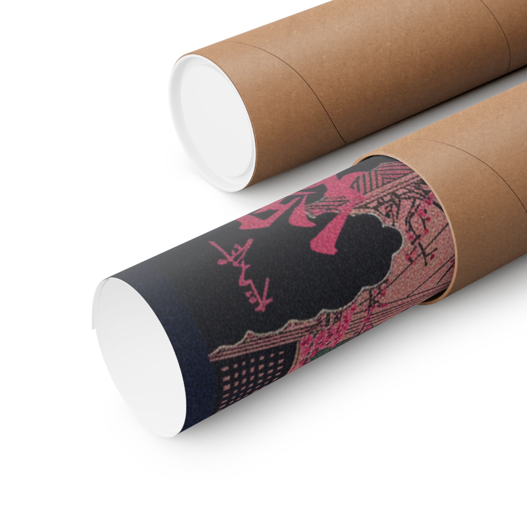 Japanese Street — Samurai Admiring Pine-Tree And Plum Blossoms — Matte Poster