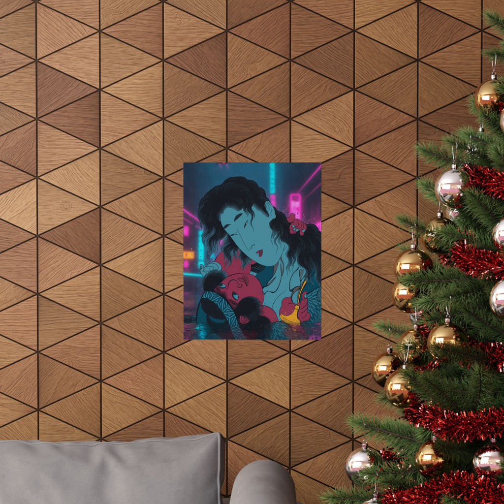Neon Noir — Yamauba Playing With Kintarō — Matte Poster