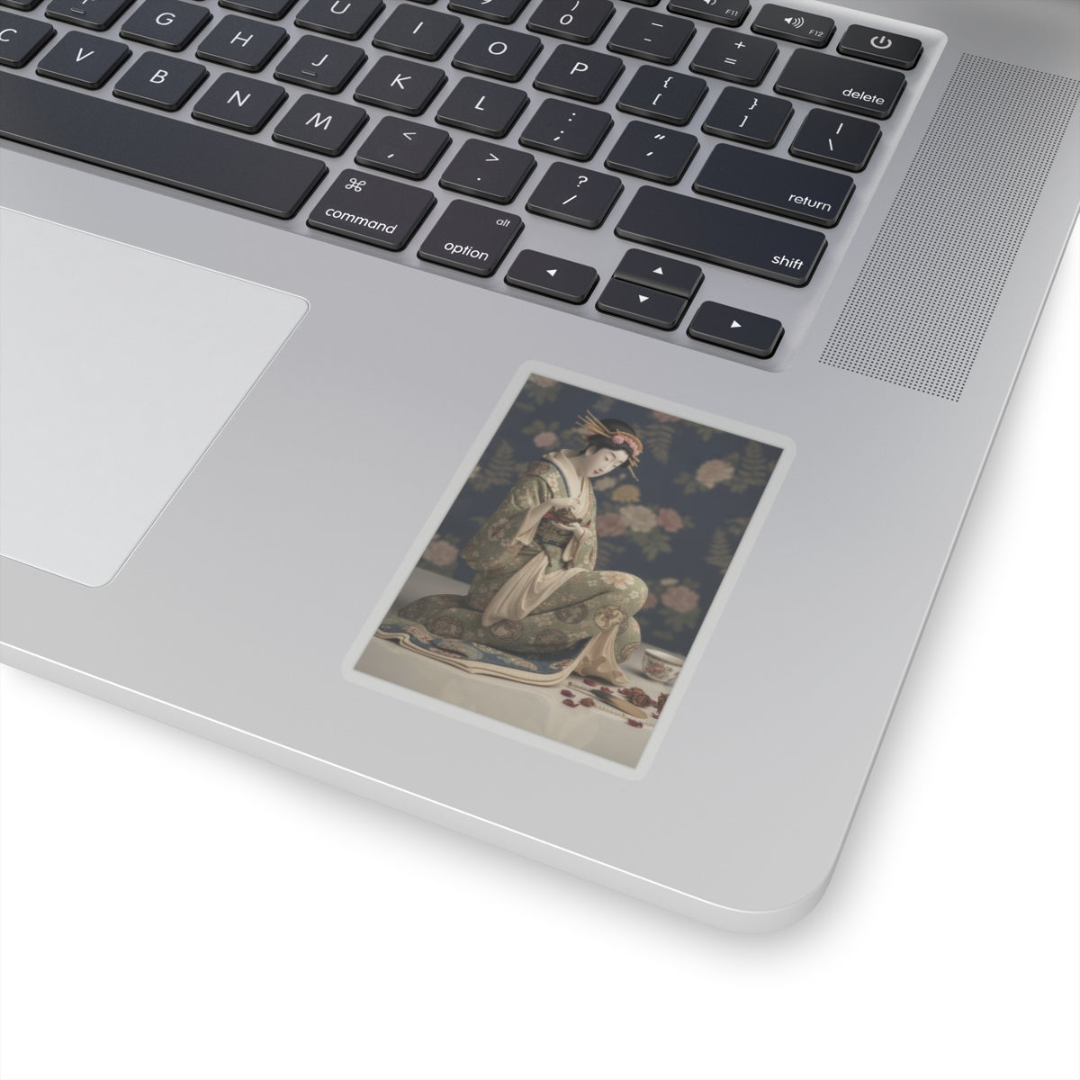 Product Marketing — Konosato Of Takeya Seated, Holding An Incense Burner — Kiss-Cut Sticker