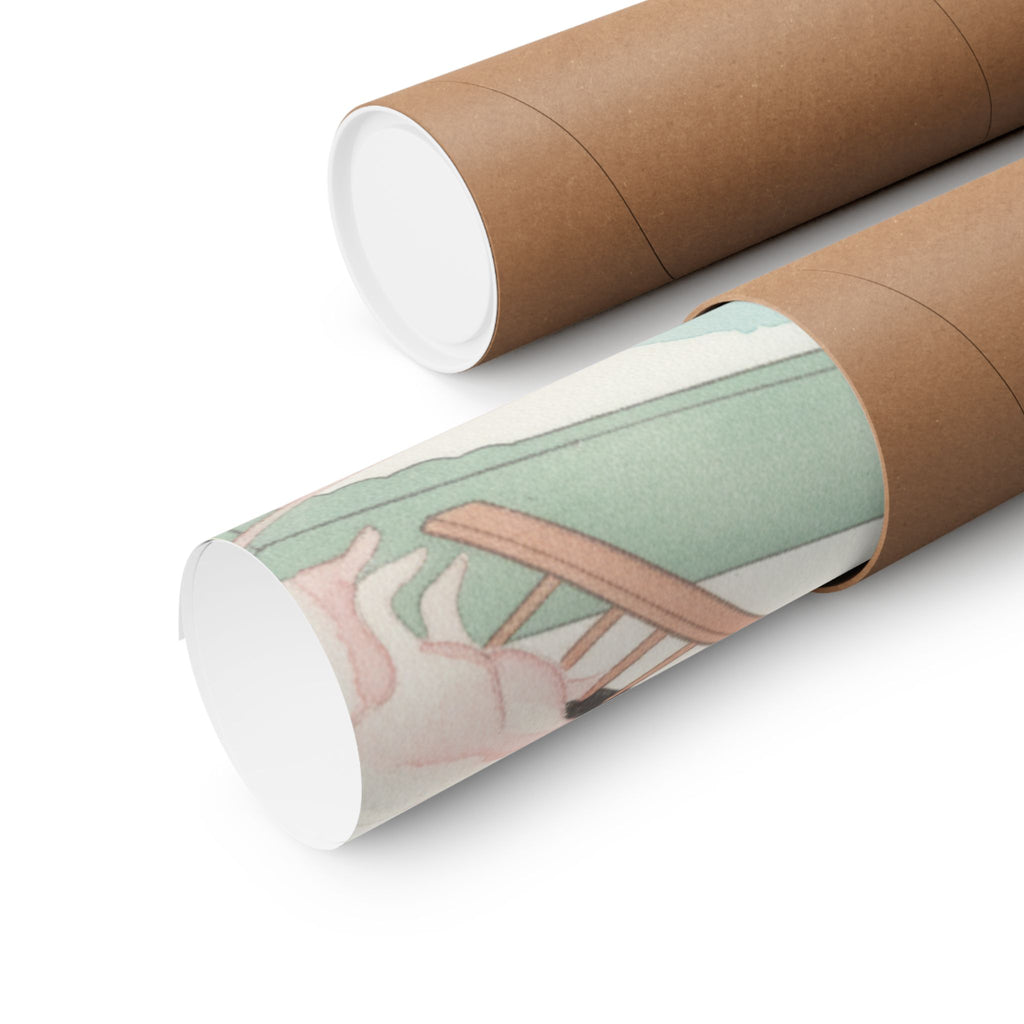Watercolor — White Mice Playing — Matte Poster