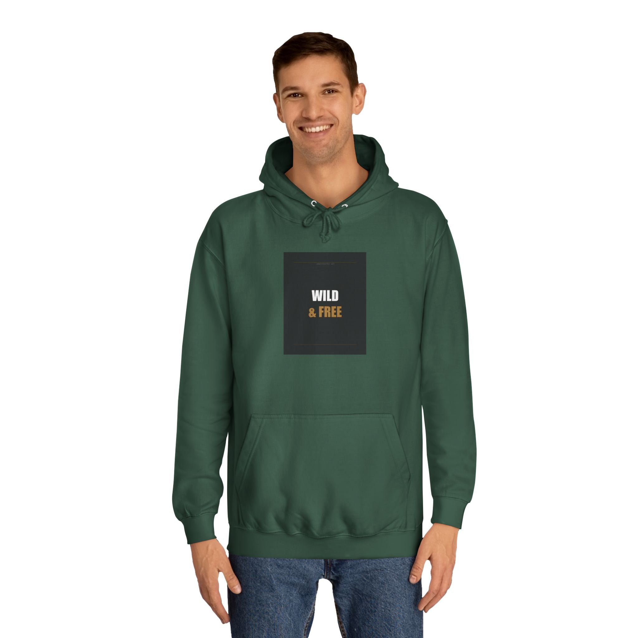 Wild & Free Orange Accent Minimal Typography Hoodie