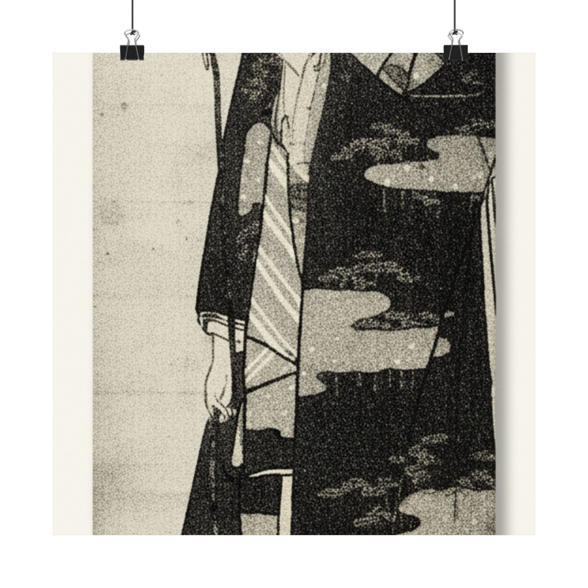 Ecommerce Main — A Woman Playing With A Monkey Which Has Climbed A Tree — Matte Poster