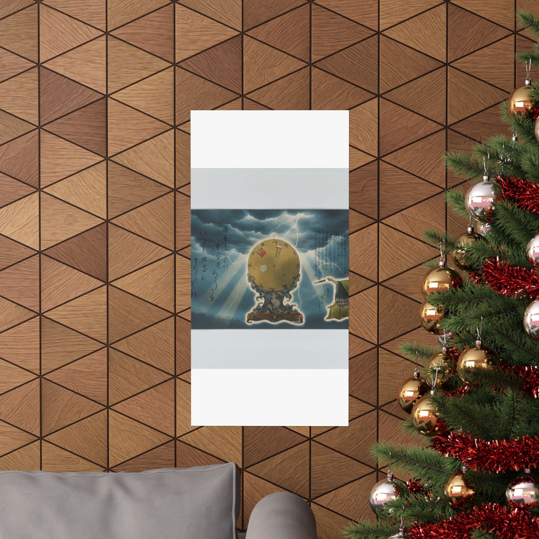 Dramatic Storm — Moveable Rotating Calendar Mounted On Elaborate Wave-Base With Rabbit Crest — Matte Poster