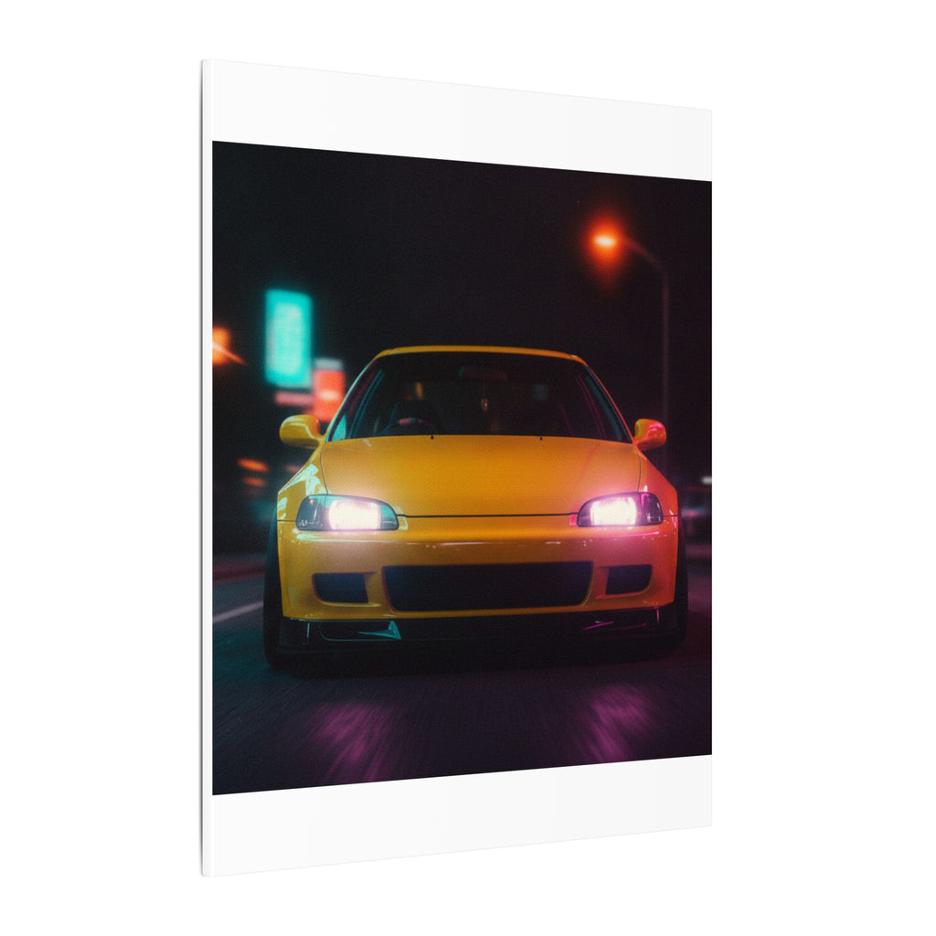 Neon Night JDM Yellow Coupe Street Matte Canvas