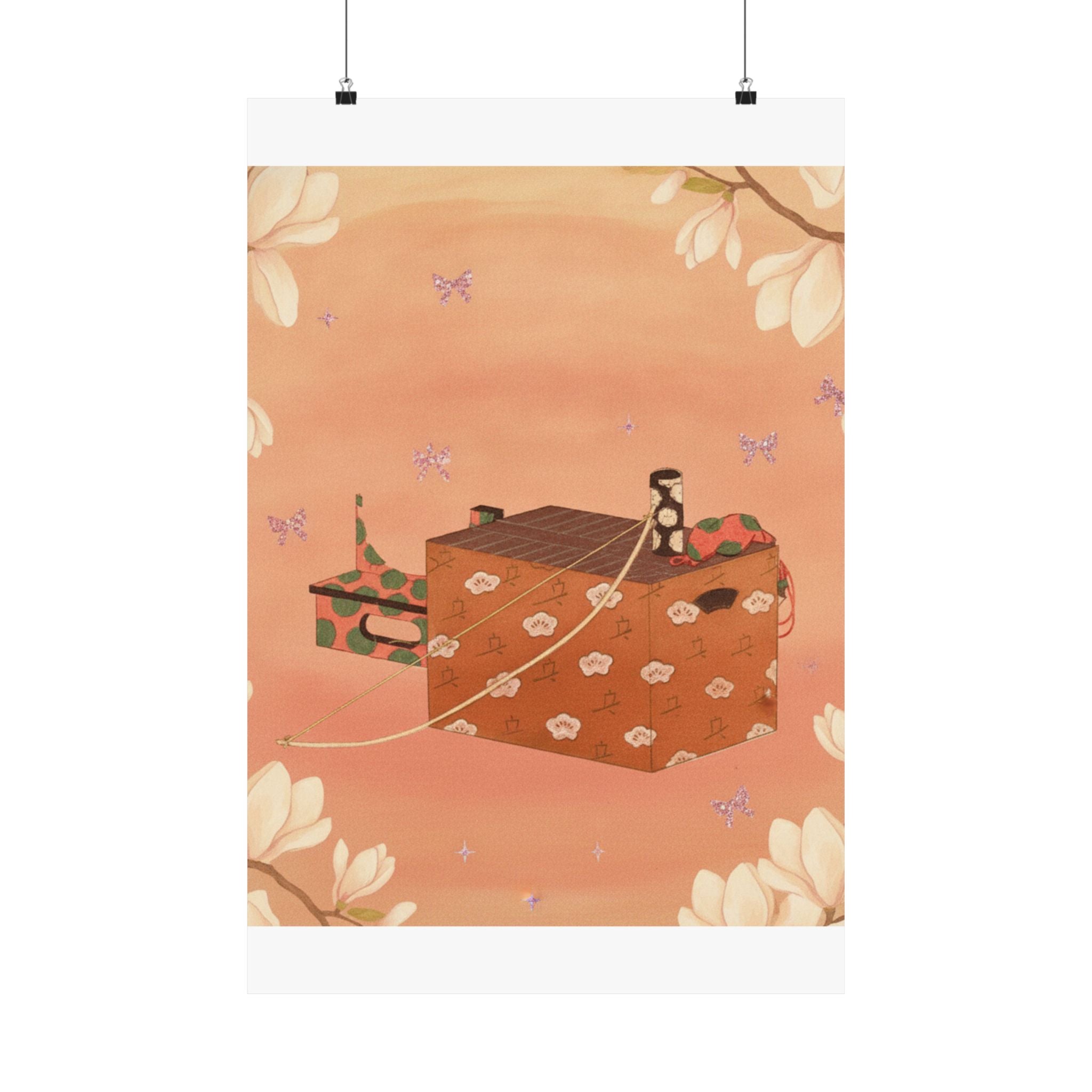 Southern Sunset — Box For Sugoroku Game (A Kind Of Backgammon), Bow And Drum — Matte Poster