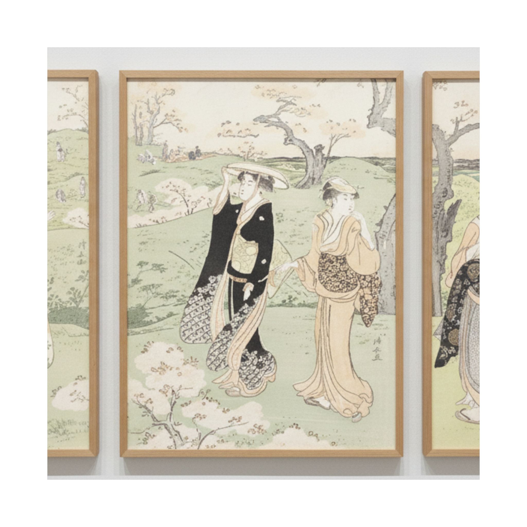 Watercolor — Young Ladies Viewing Cherry–Blossoms At Asukayama — Matte Poster