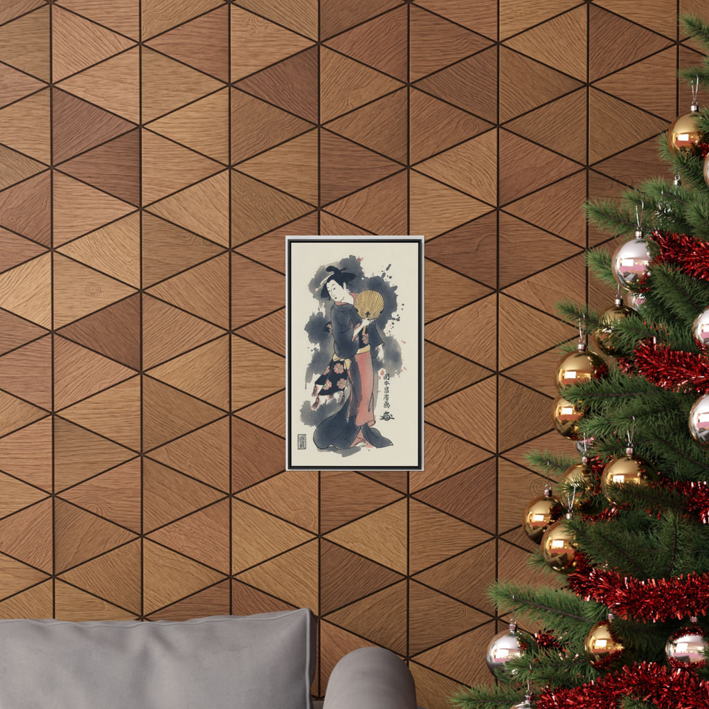 Watercolor — Girl With Fan — Matte Poster