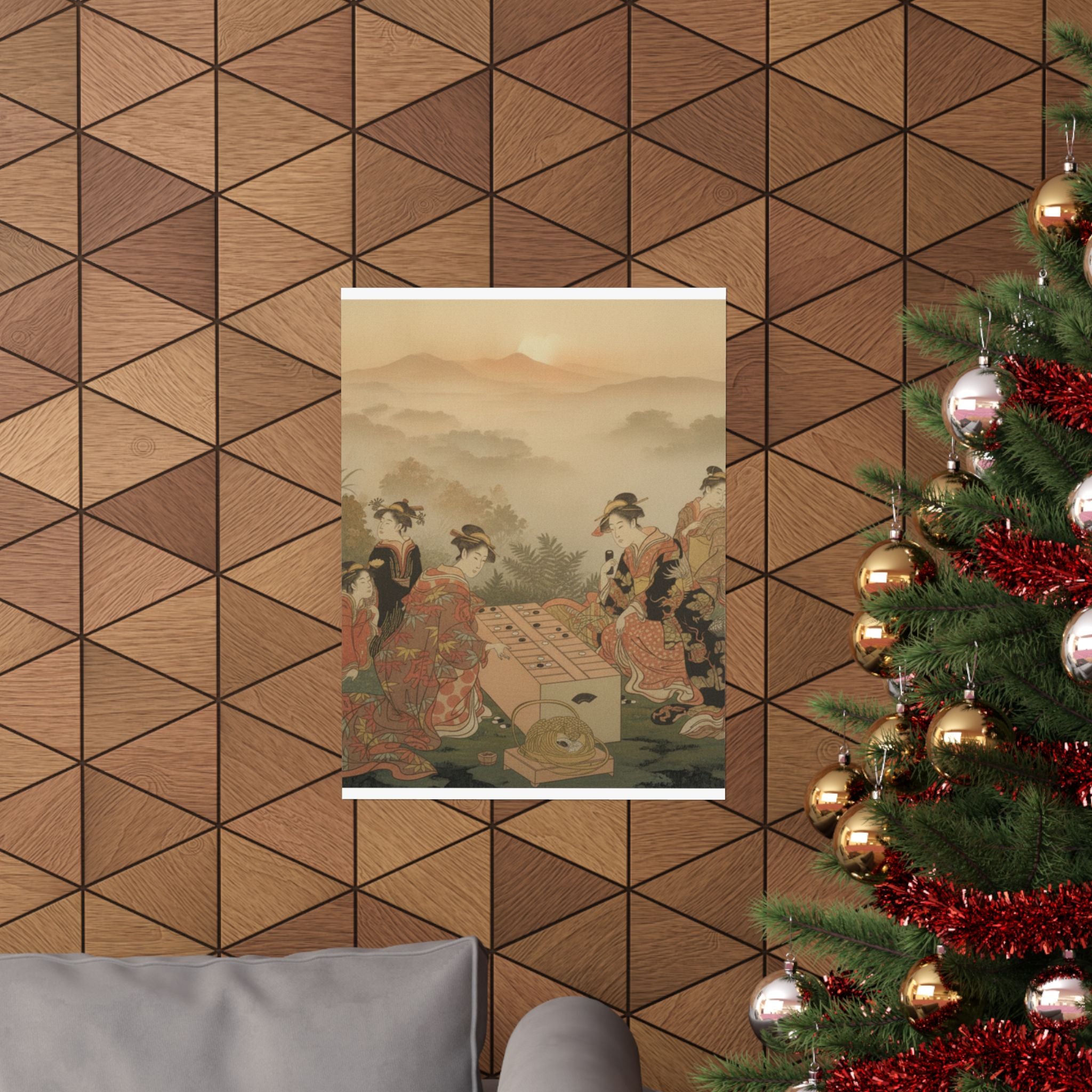 Scenic Nature — Two Young Women Playing A Game Of Sugoroku — Matte Poster