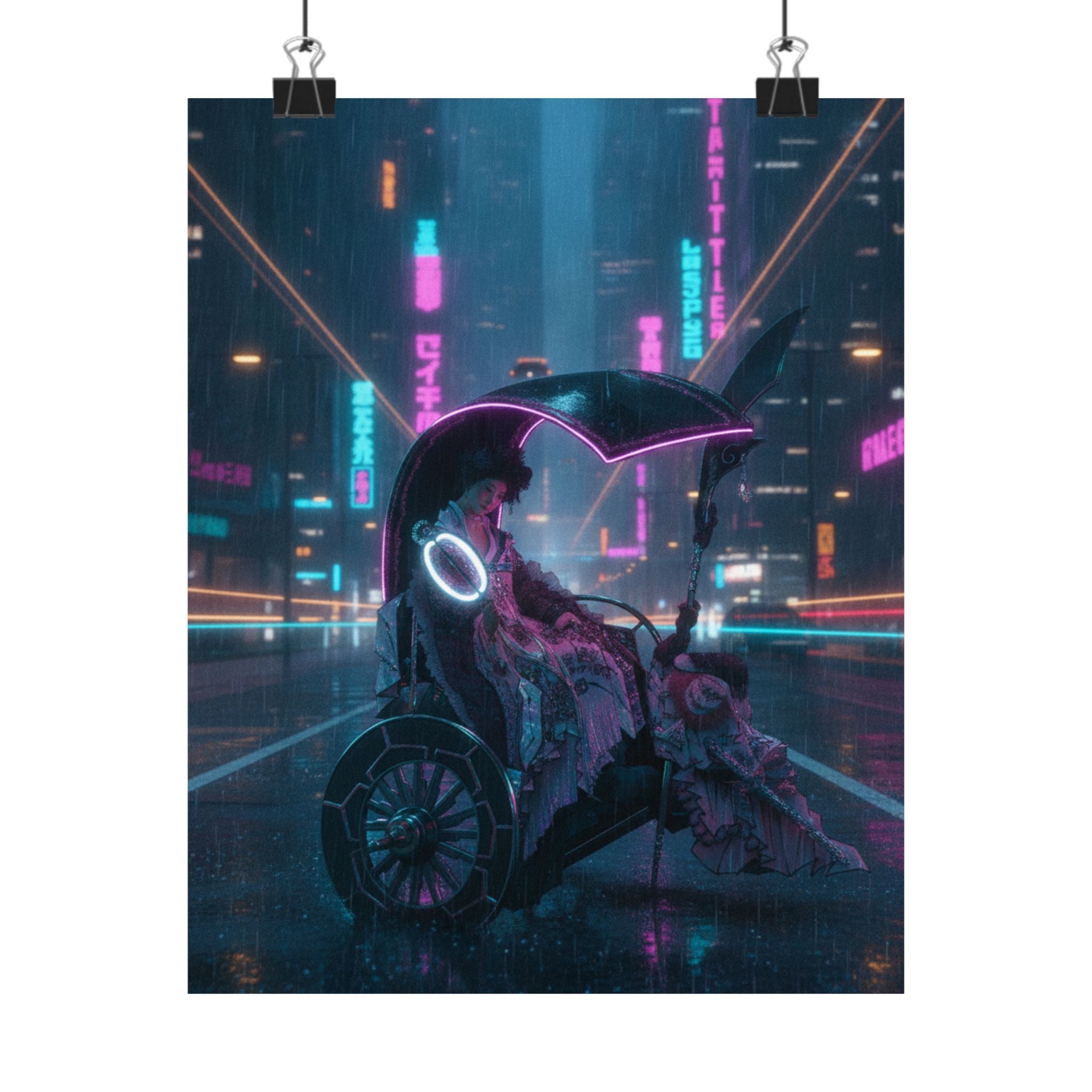 Neon Noir — Lady In A Chariot — Matte Poster