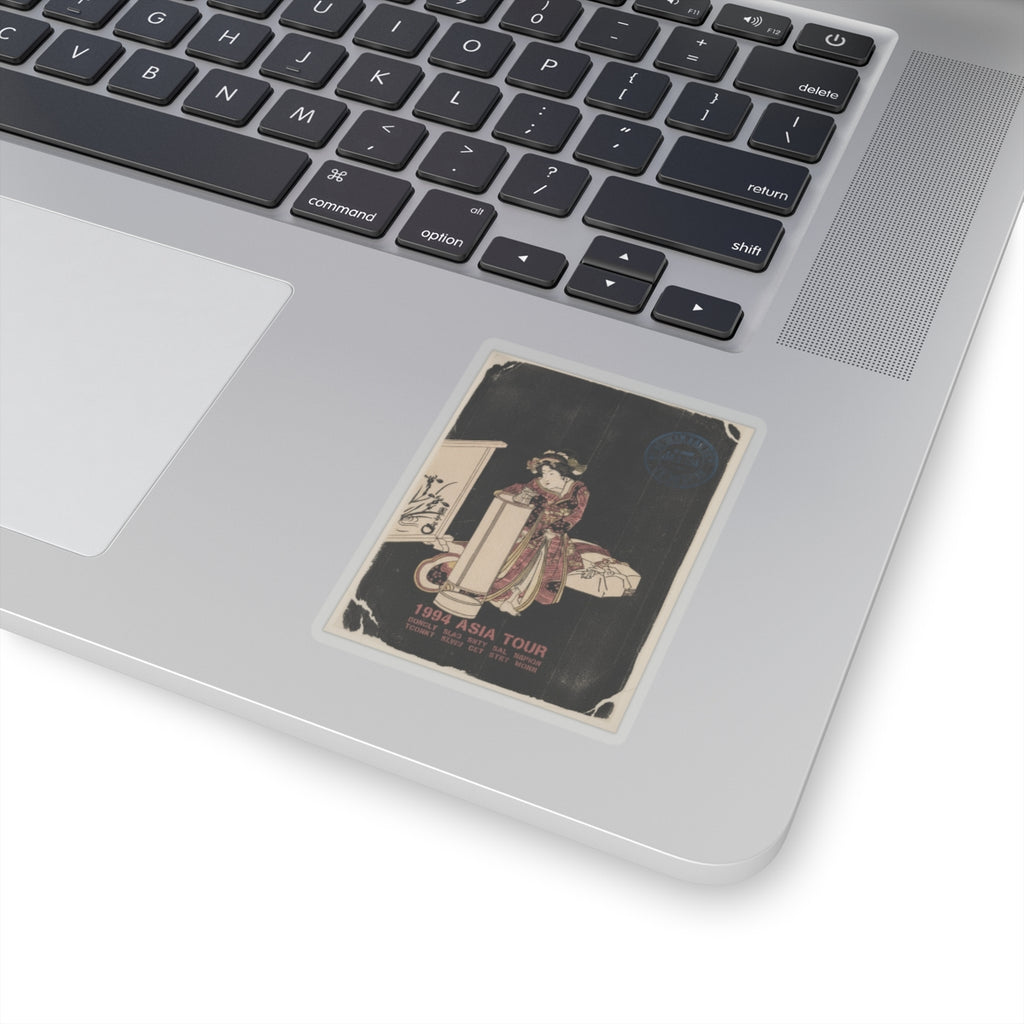 Vintage Bootleg — Young Woman Leaning Over A Tall Lamp — Kiss-Cut Sticker