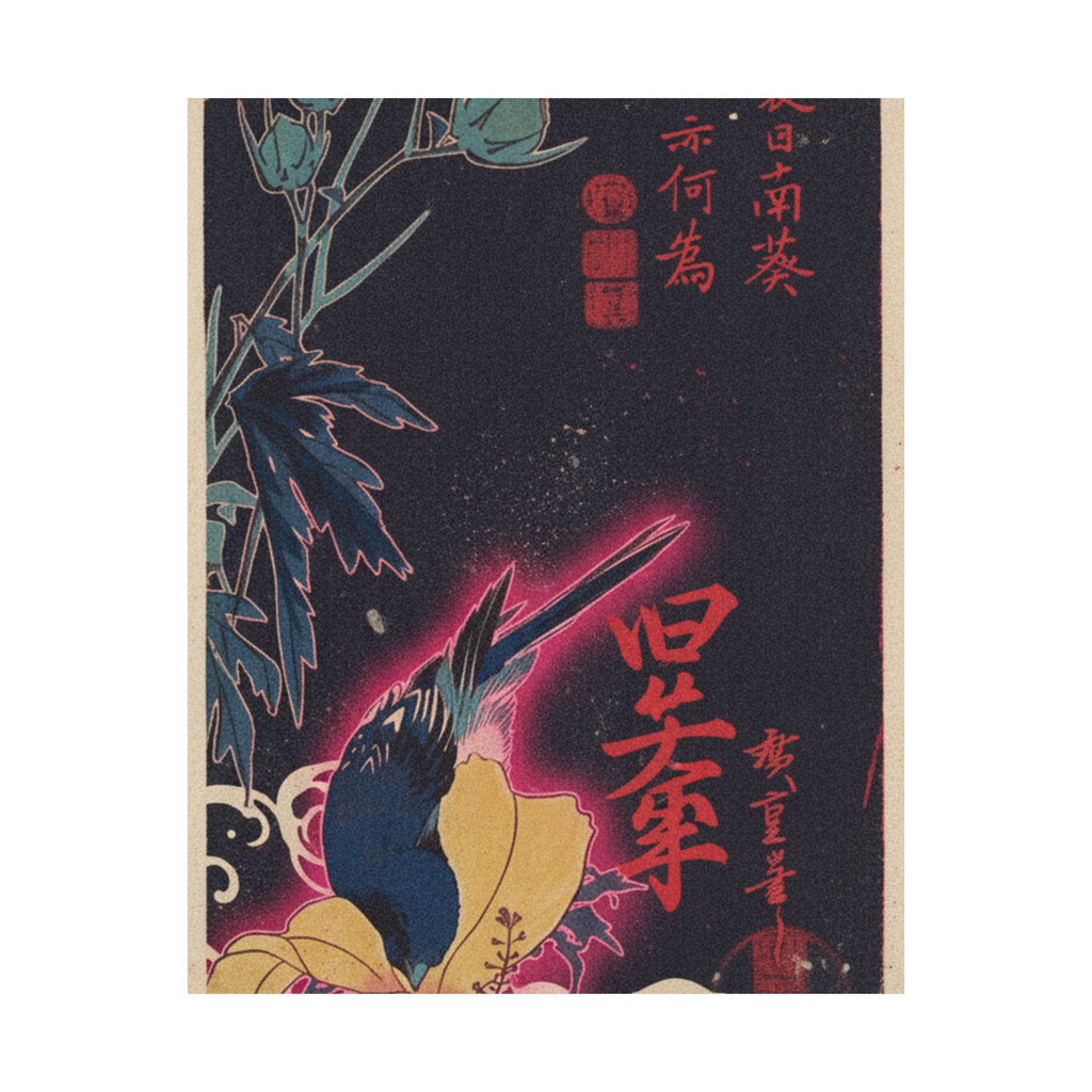 Japanese Street — Blue Bird — Matte Poster