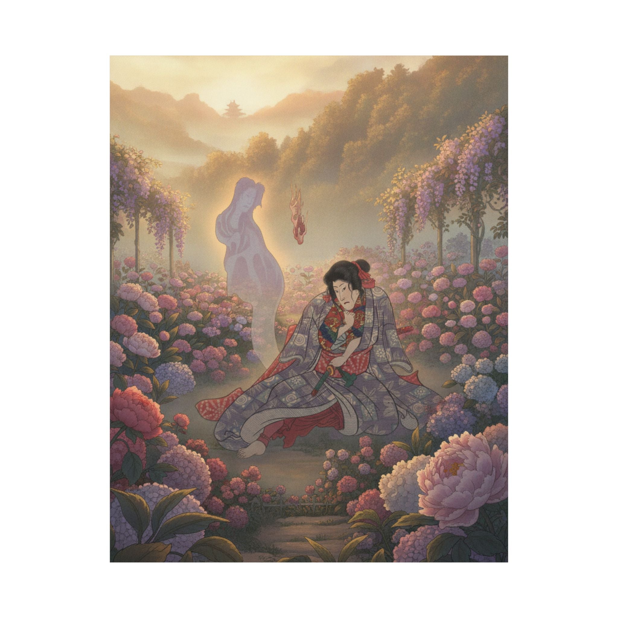 Scenic Nature — Toriyama Akinari Terutada With Ghost; (The Lavender Chapter) — Matte Poster