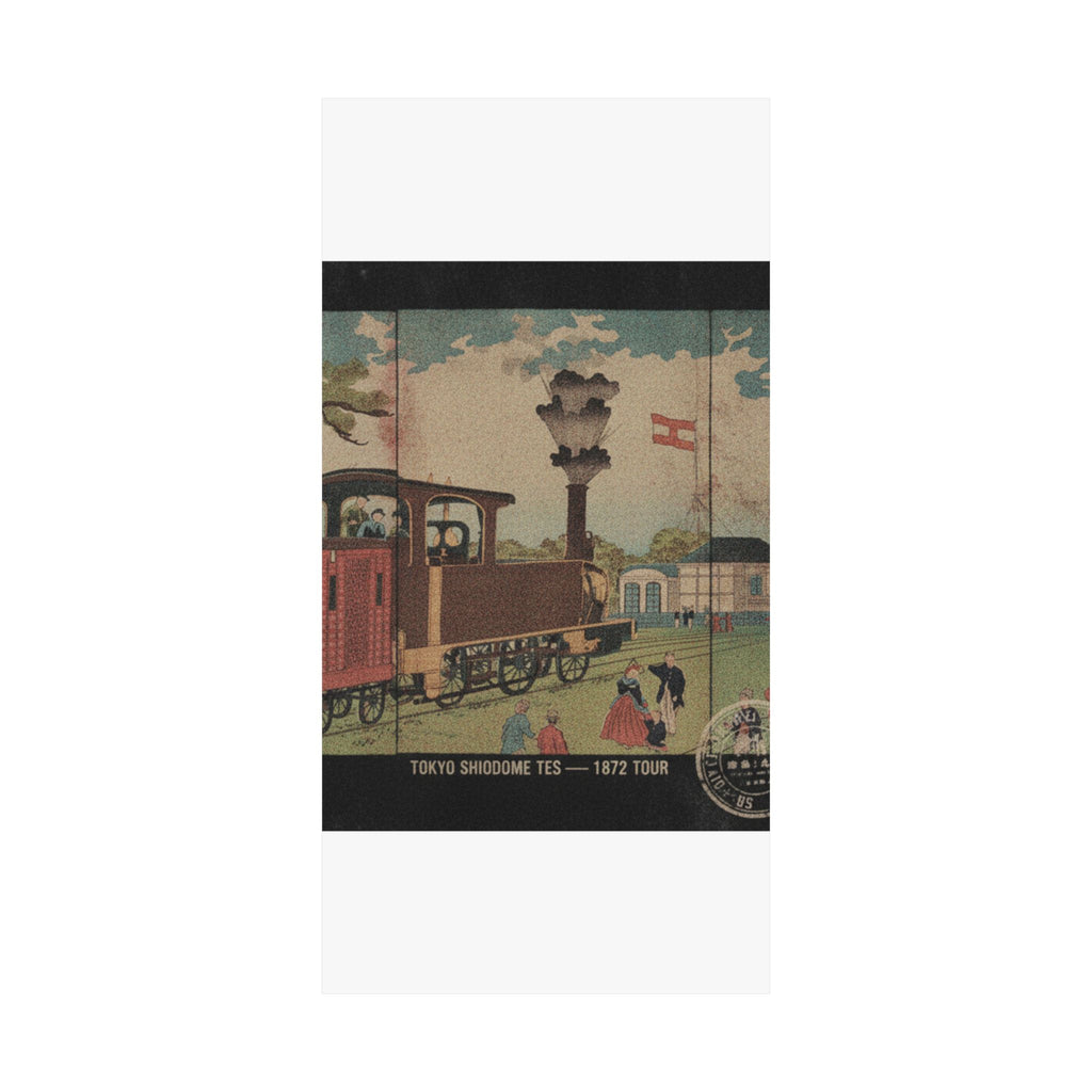 Vintage Bootleg — Illustration Of A Steam Locomotive Passing Shiodome In Tokyo (Tōkyō Shiodome Tes — Matte Poster