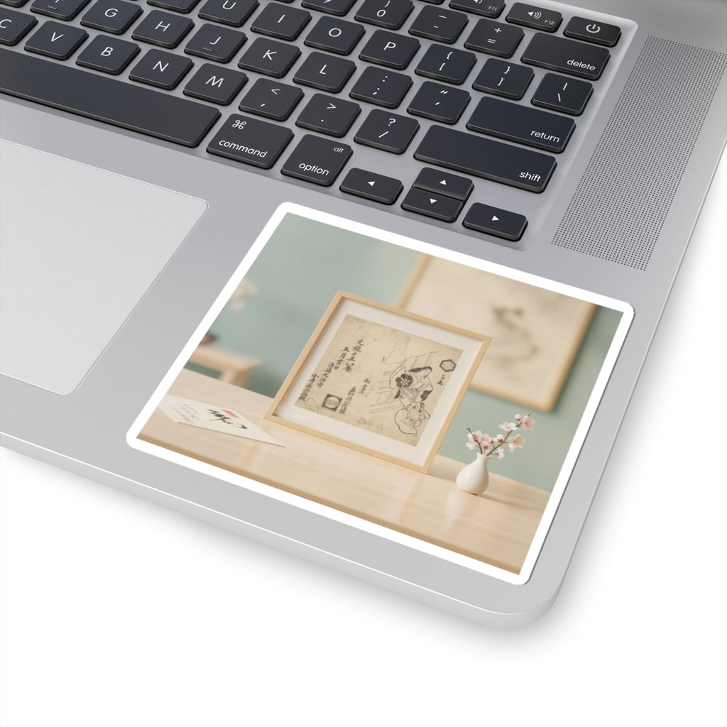Product Marketing — The Courtesan Takao Leaving Against A Window — Kiss-Cut Sticker