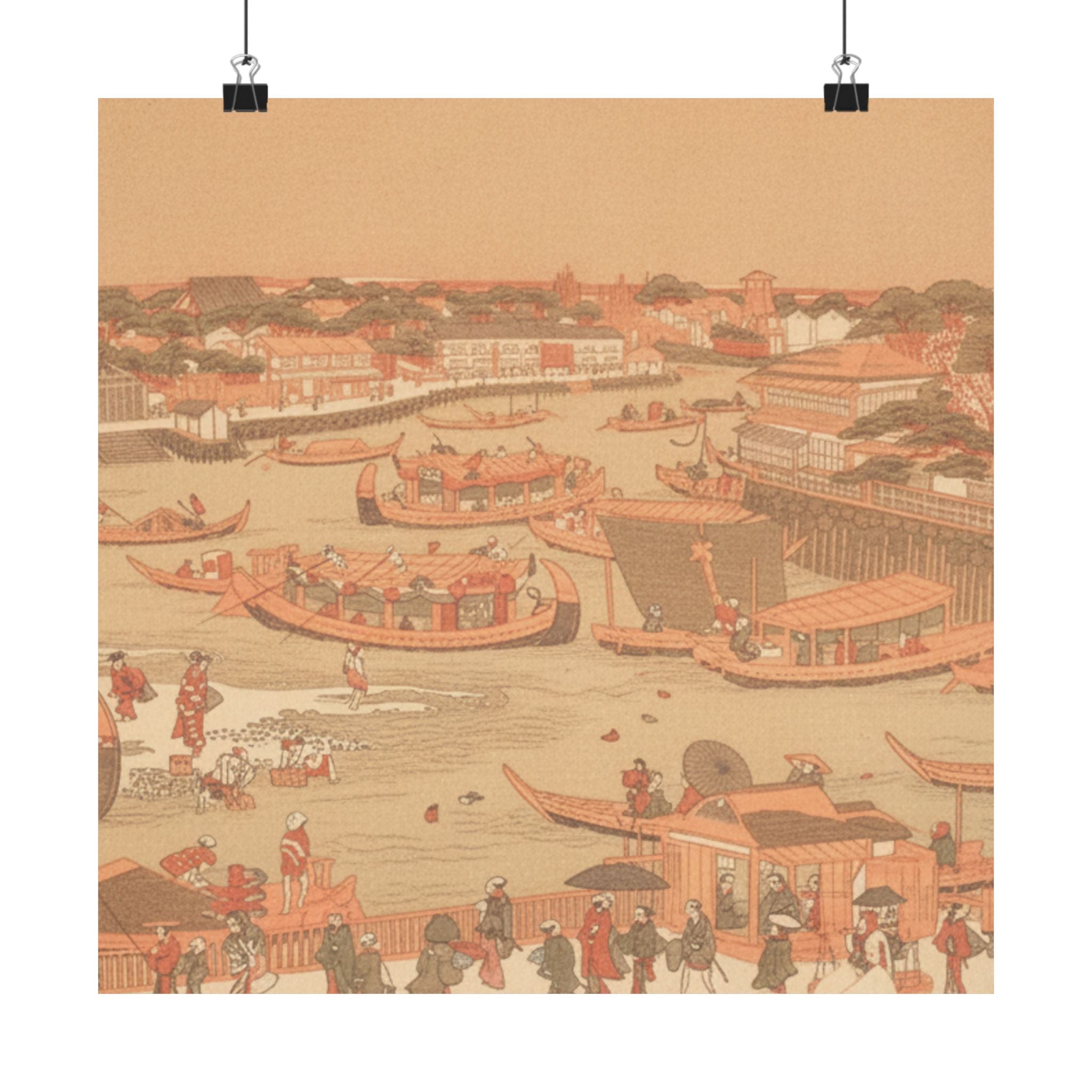 Southern Sunset — New Great Bridge At Naka Zu In Edo — Matte Poster