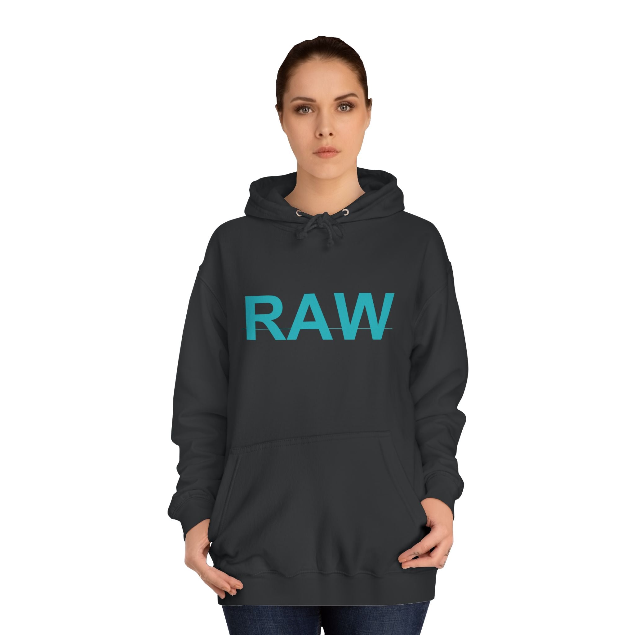 RAW Teal Capital Letter Minimalist Statement Hoodie