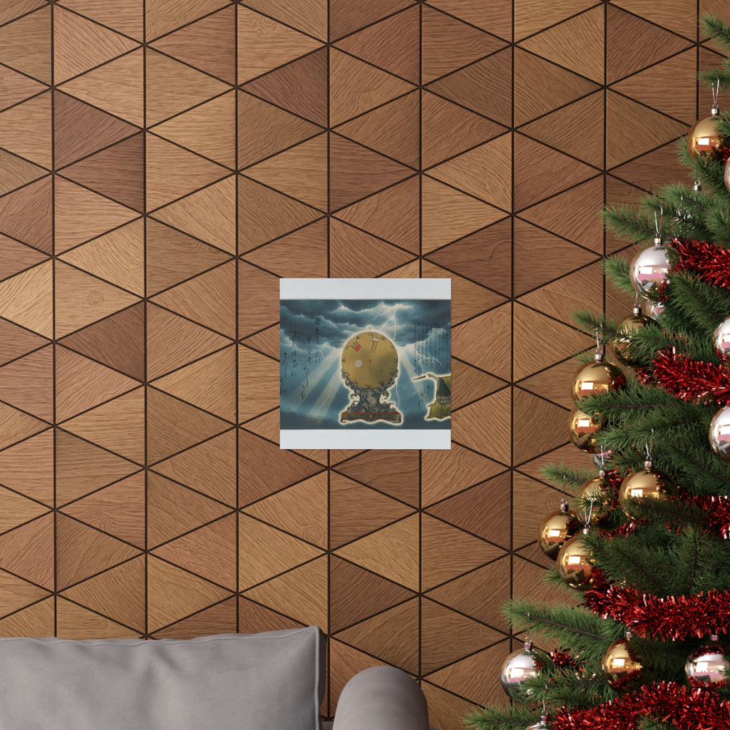 Dramatic Storm — Moveable Rotating Calendar Mounted On Elaborate Wave-Base With Rabbit Crest — Matte Poster