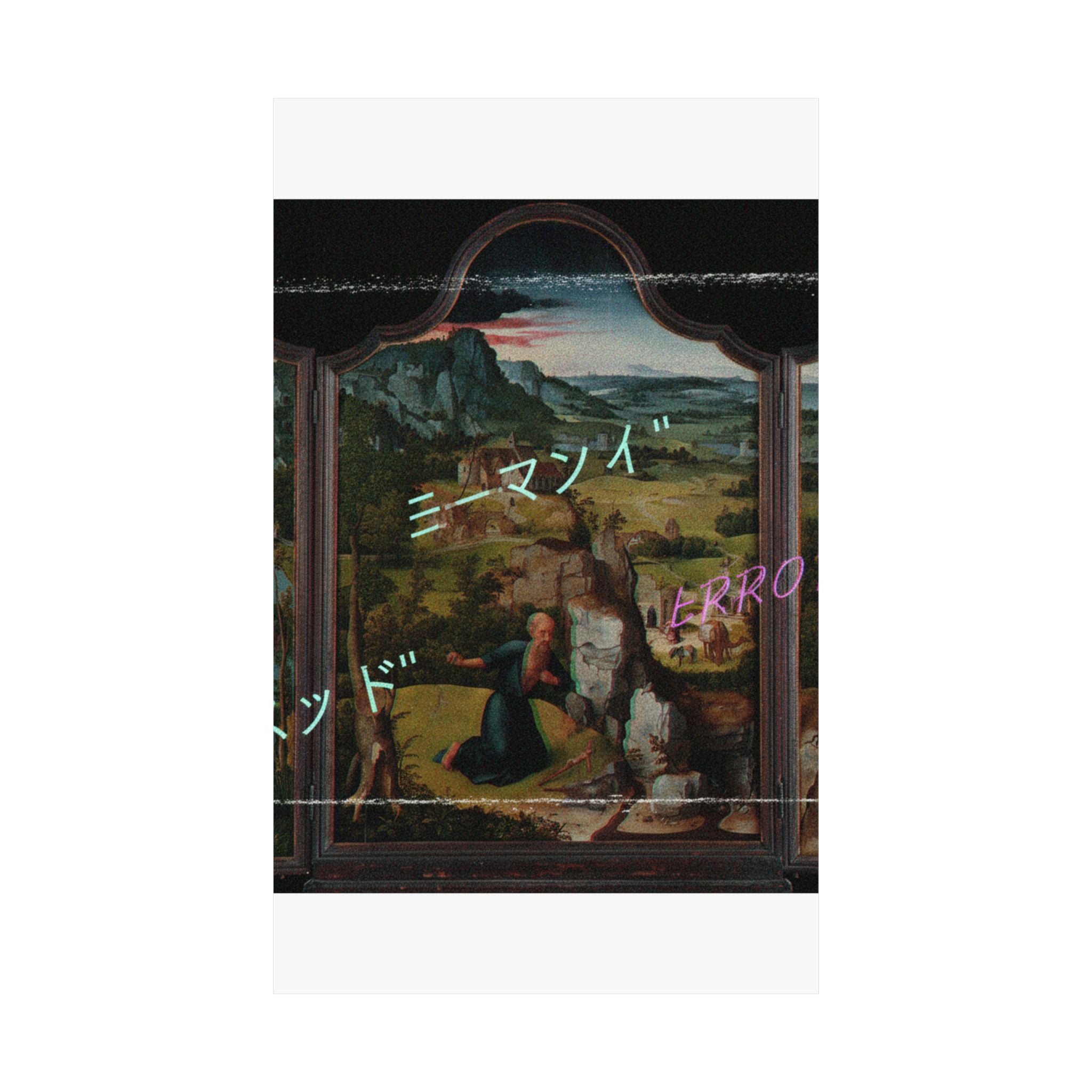 Glitched Renaissance Triptych Vaporwave ERROR Matte Poster