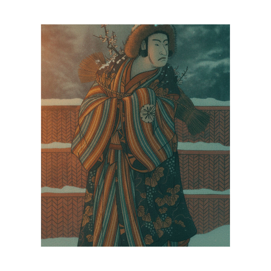 Cinematic — Matsumoto Sumezō As A Man In Winter Attire Standing In The Snow — Matte Poster