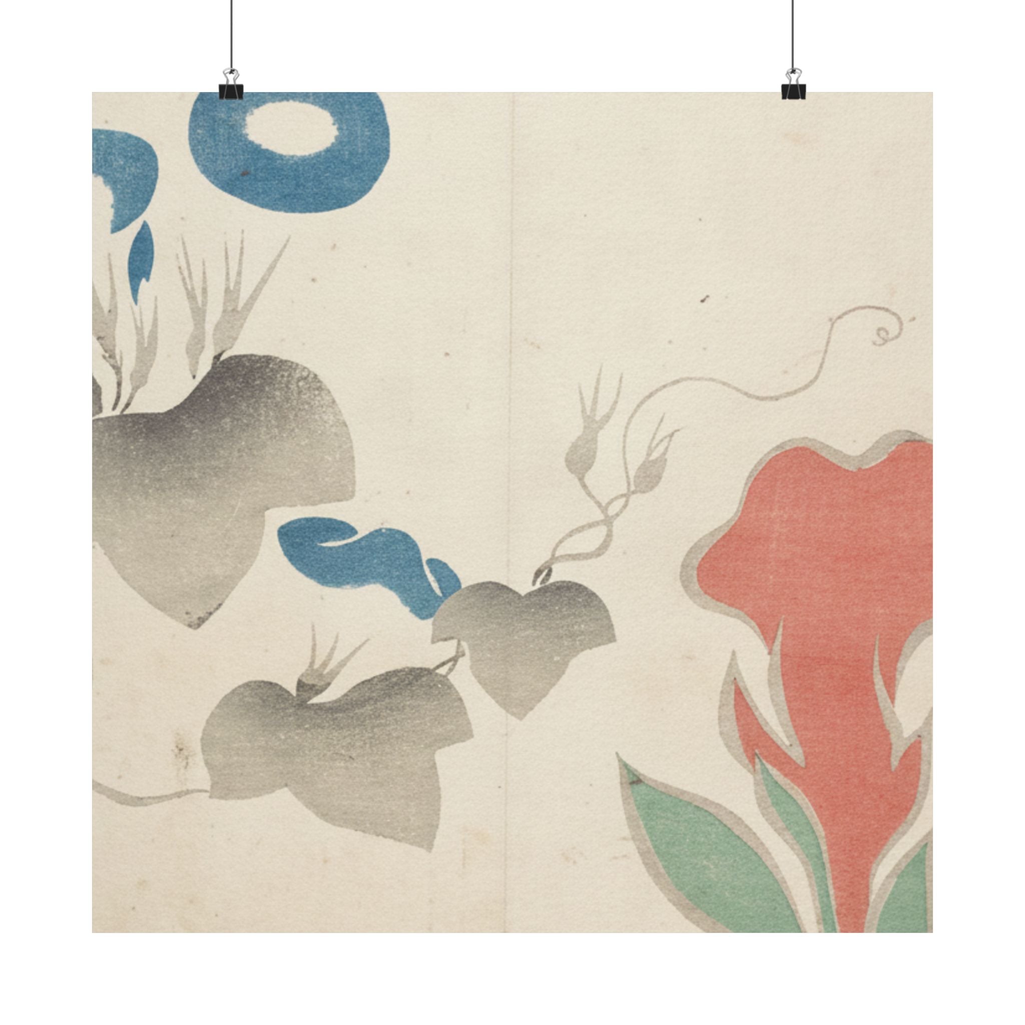 Watercolor — Design Of Morning–Glory And Other Flowers — Matte Poster