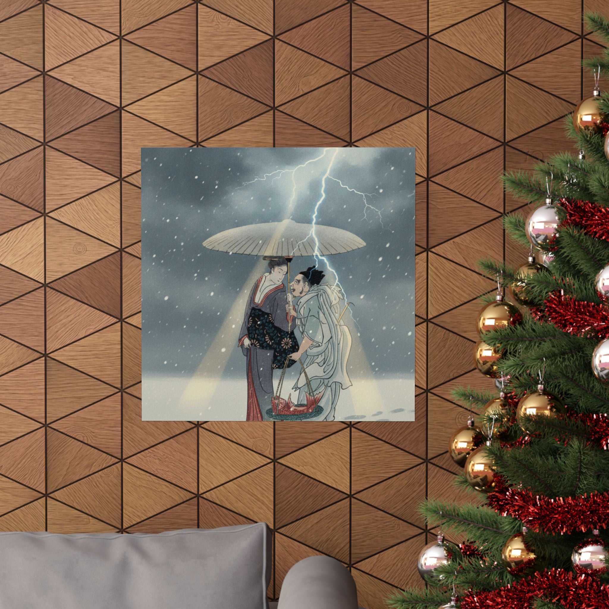 Dramatic Storm — Ebisu And Benten Walking In The Snow — Matte Poster
