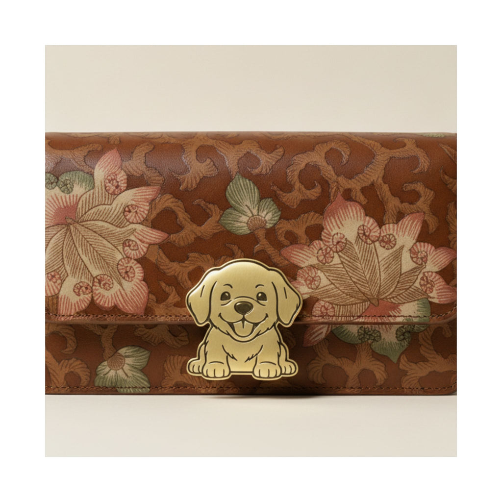 Product Marketing — Leather Purse With A Buckle In The Shape Of A Puppy — Matte Poster