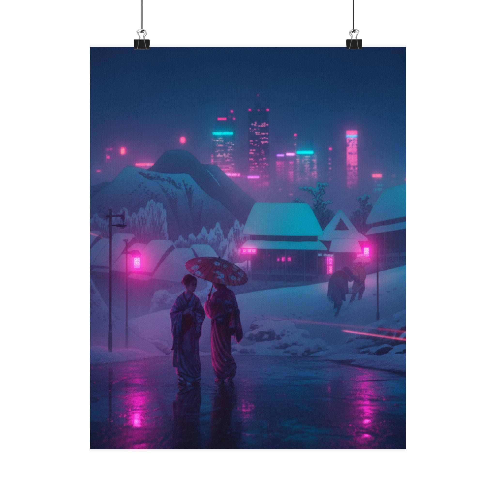 Neon Noir — Evening Snow — Matte Poster