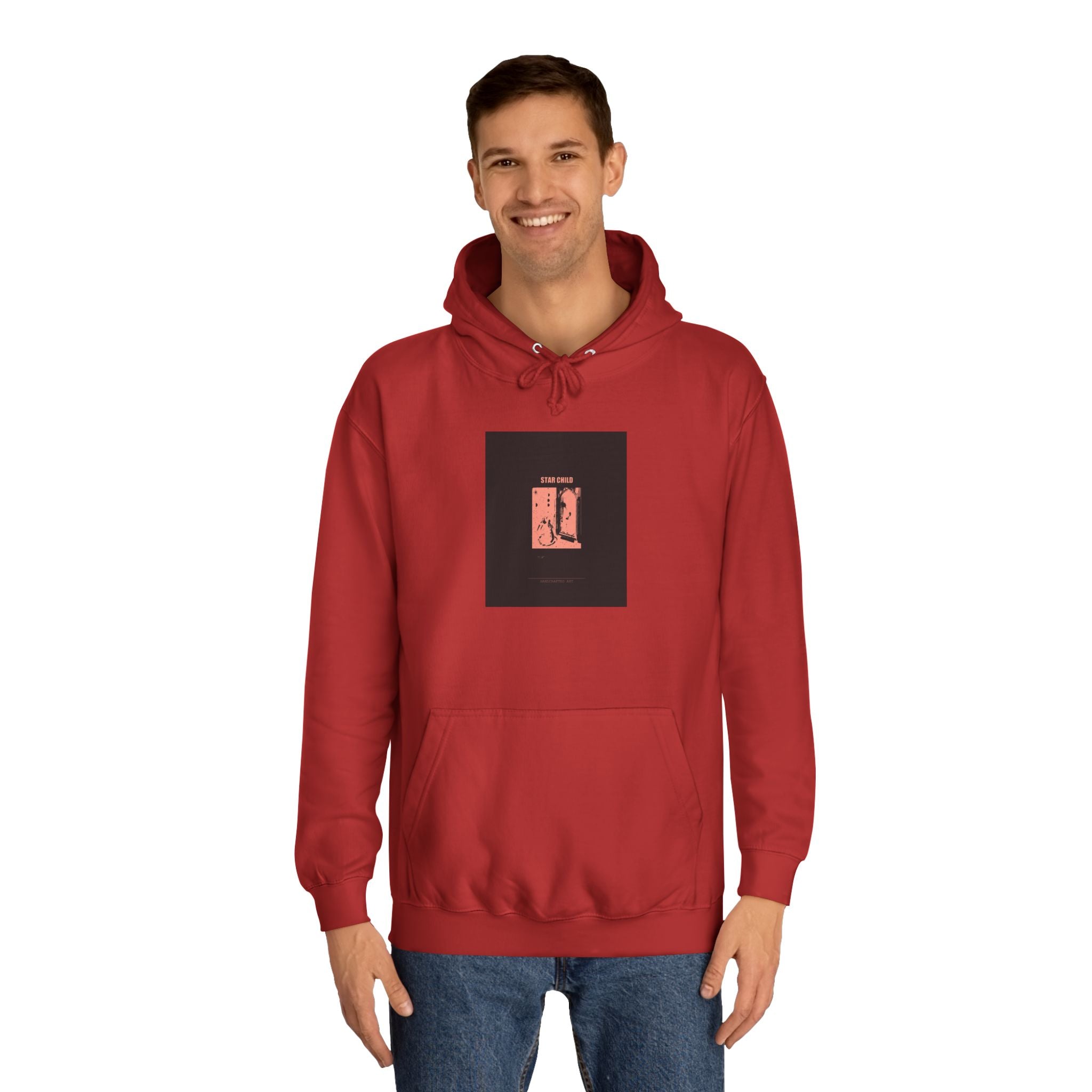 STAR CHILD Coral Duotone Poster Print Pullover Hoodie