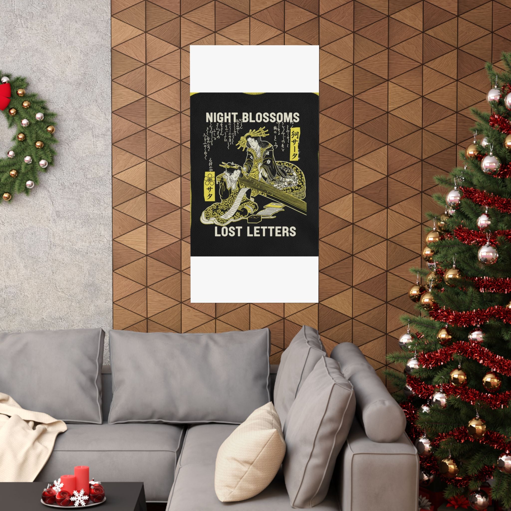 Streetwear Collage — Two Courtesans, One Playing A Koto (Harp) And The Other Reading A Letter — Matte Poster