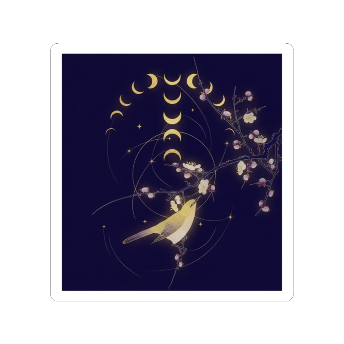 Celestial — New Moon; Nightingale On A Plum Branch — Kiss-Cut Sticker